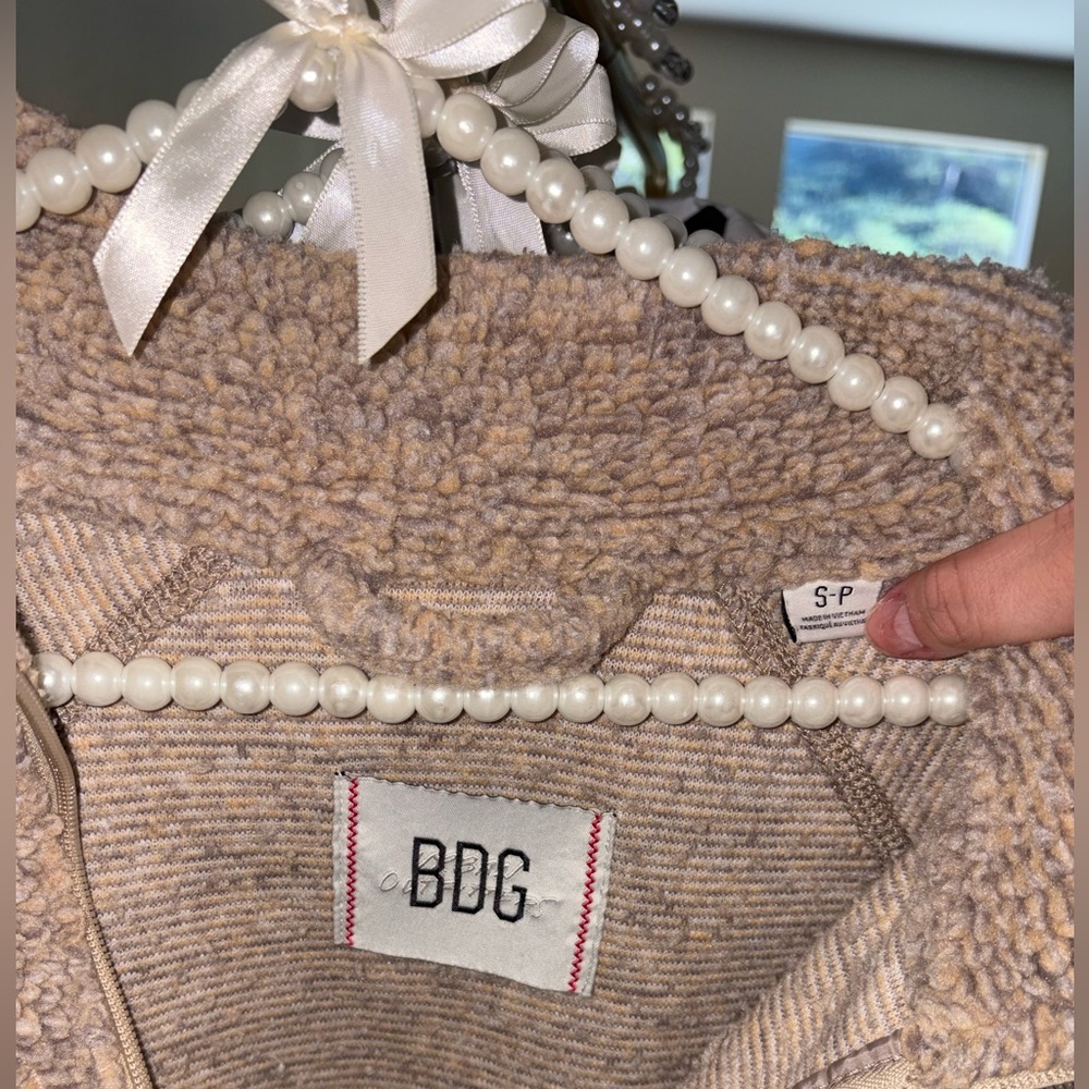 Fluffy BDG/ urban outfitters cozy jacket.